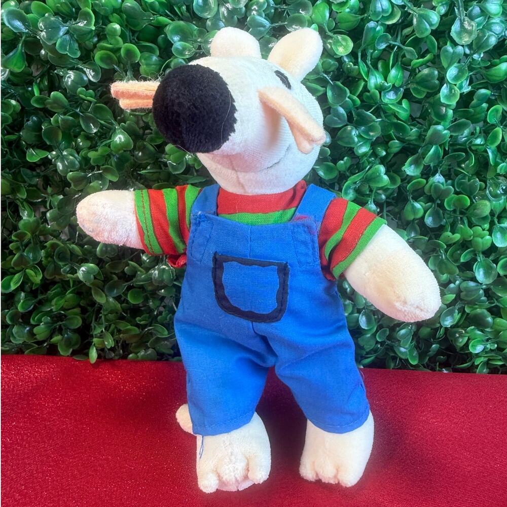 Vintage 1996 Crocodile Creek Maisy Mouse Plush 7" Doll Overalls Striped Shirt